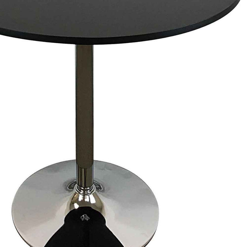 36" Black and Silver Wood and Metal Pedestal Base Round Top Dining Table