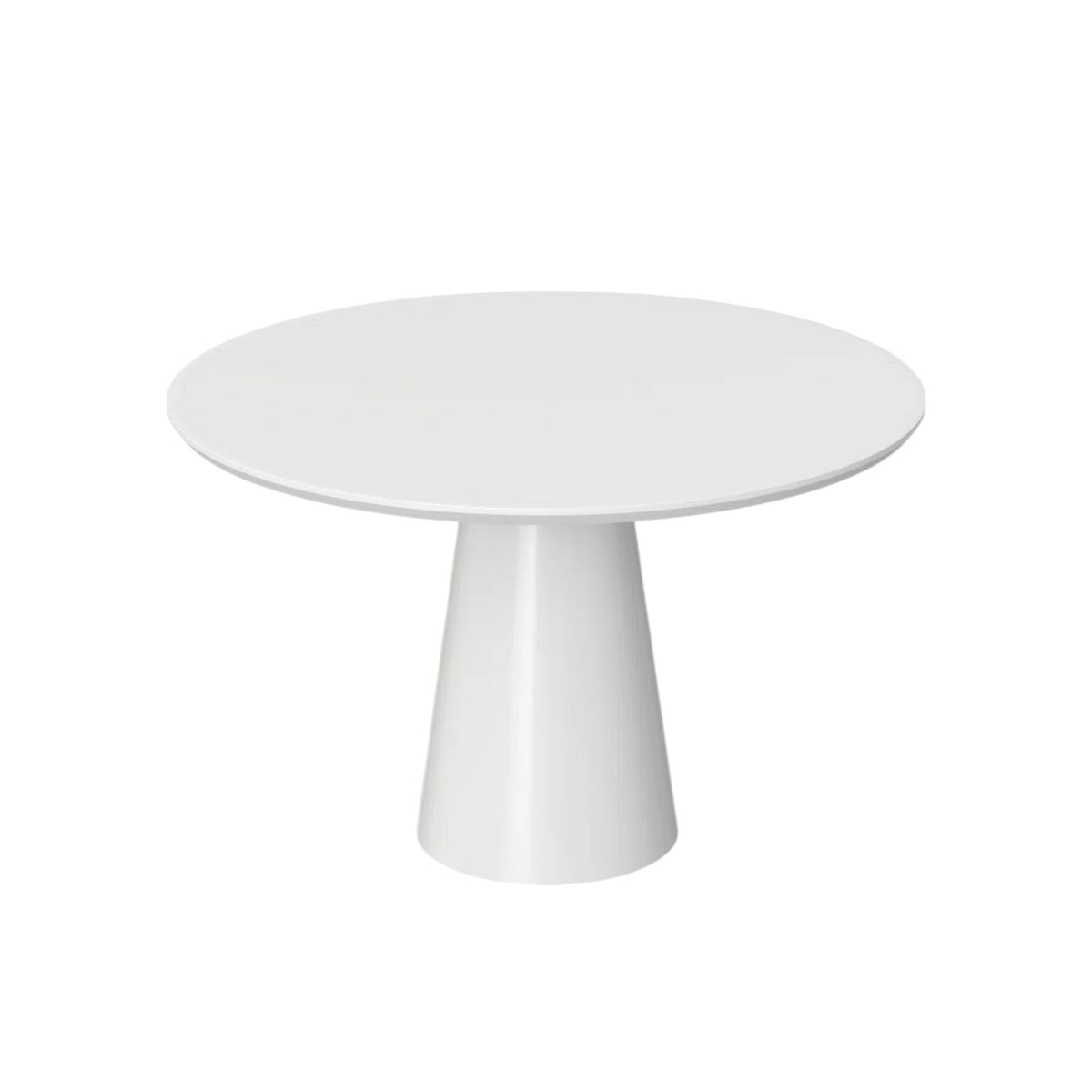 36" White Wood and Metal Pedestal Base Round Top Dining Table - Kitchen & Dining
