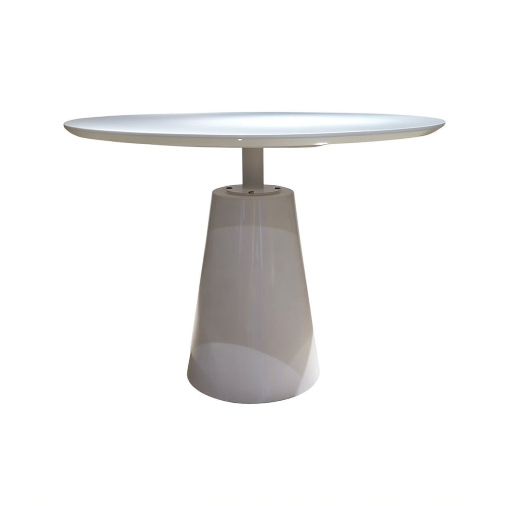 36" White Wood and Metal Pedestal Base Round Top Dining Table - Kitchen & Dining