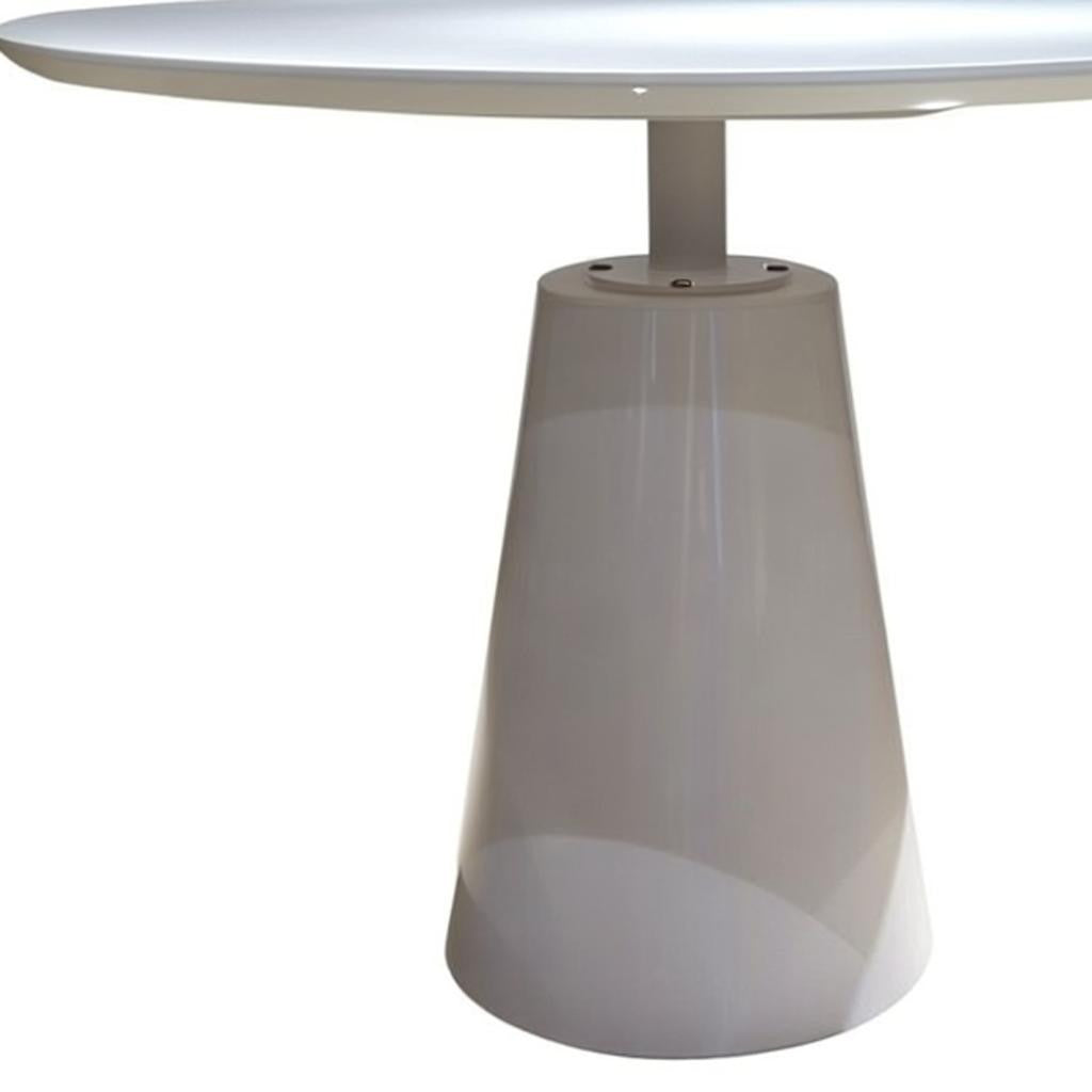 36" White Wood and Metal Pedestal Base Round Top Dining Table - Kitchen & Dining