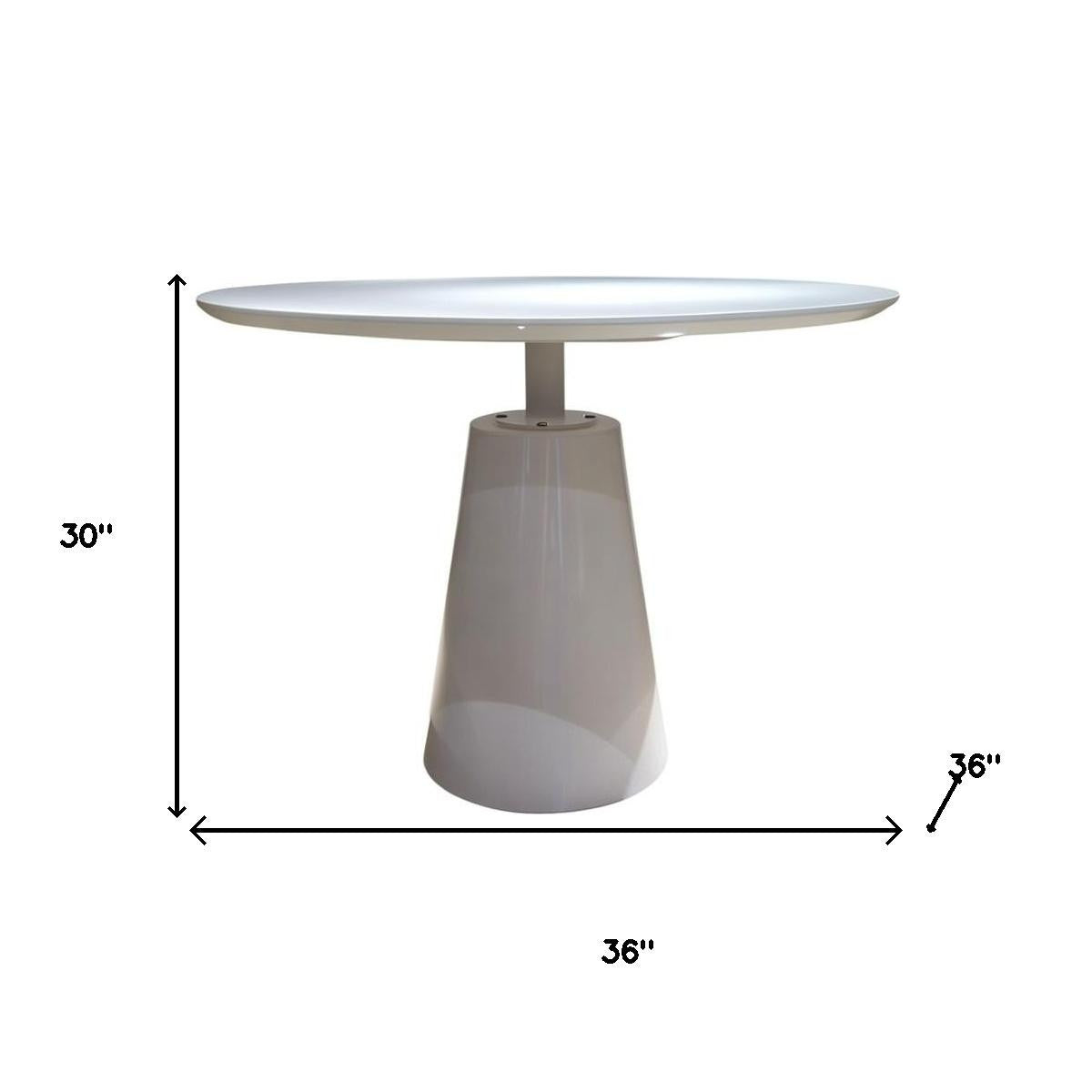36" White Wood and Metal Pedestal Base Round Top Dining Table - Kitchen & Dining