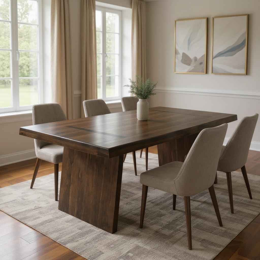 86" Dark Brown Wood Live Edge Dining Table