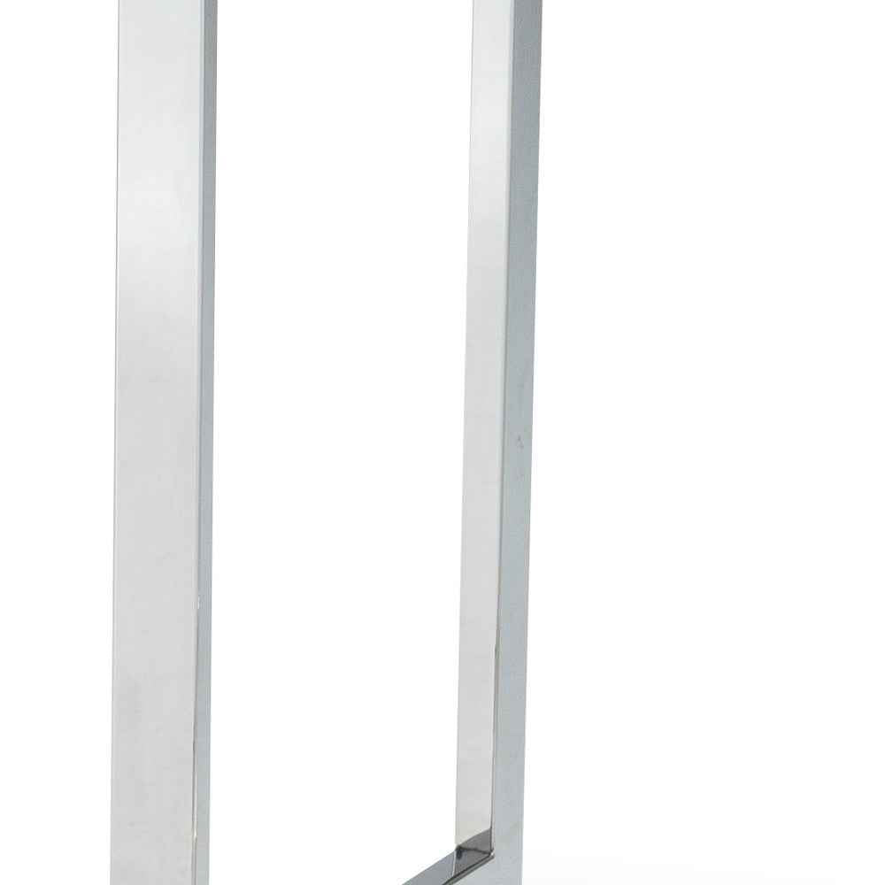 59" White and Silver Wood and Metal Pedestal Base Square Dining Table