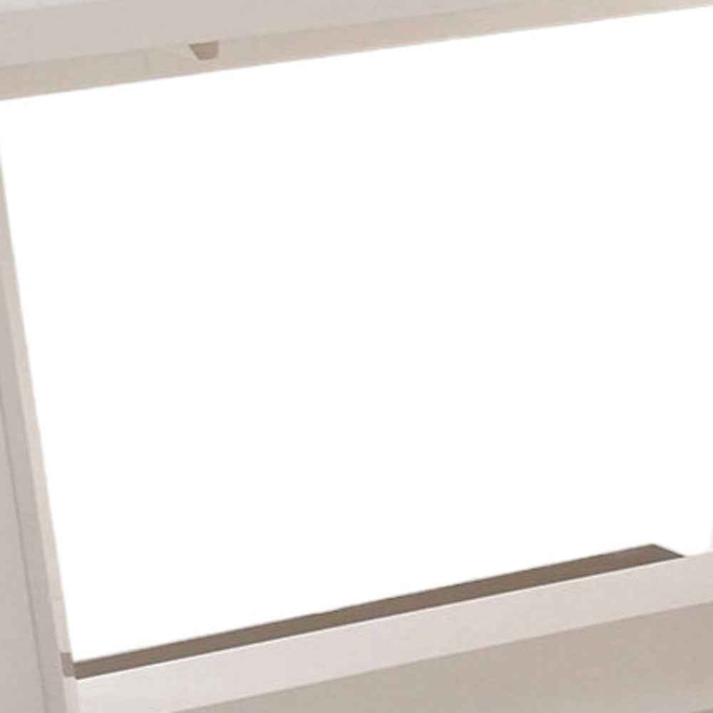 71" White Wood and Metal Self-Storing Leaf Pedestal Base Extendable Dining Table