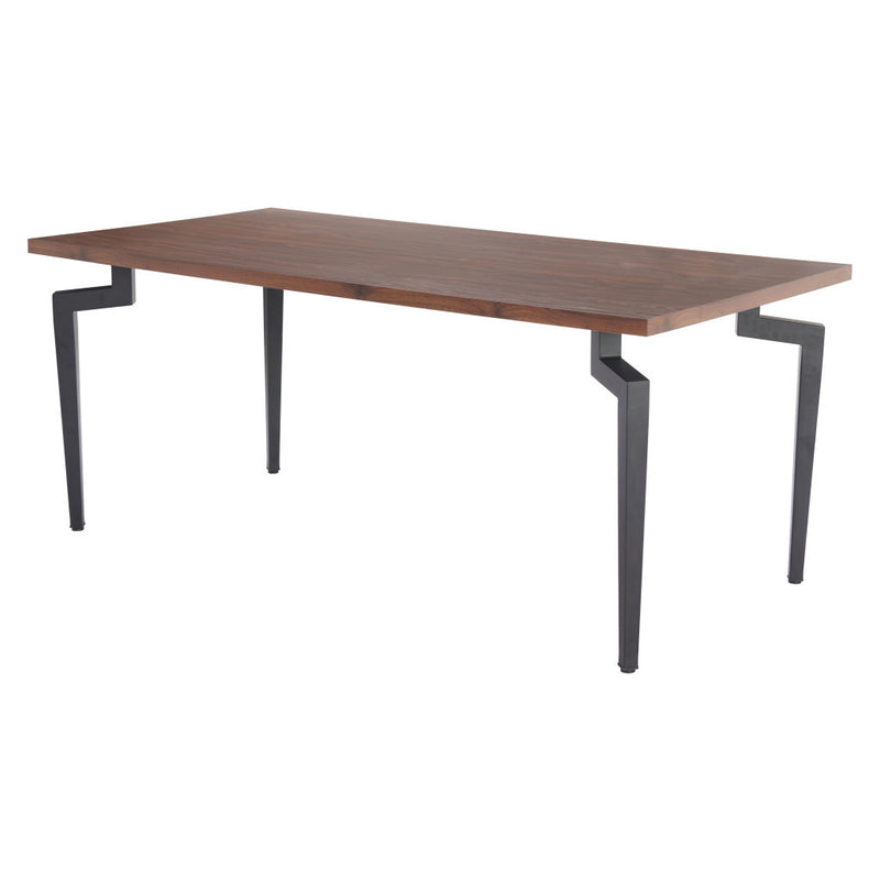 71" Brown and Black Wood and Steel Dining Table - Kitchen & Dining