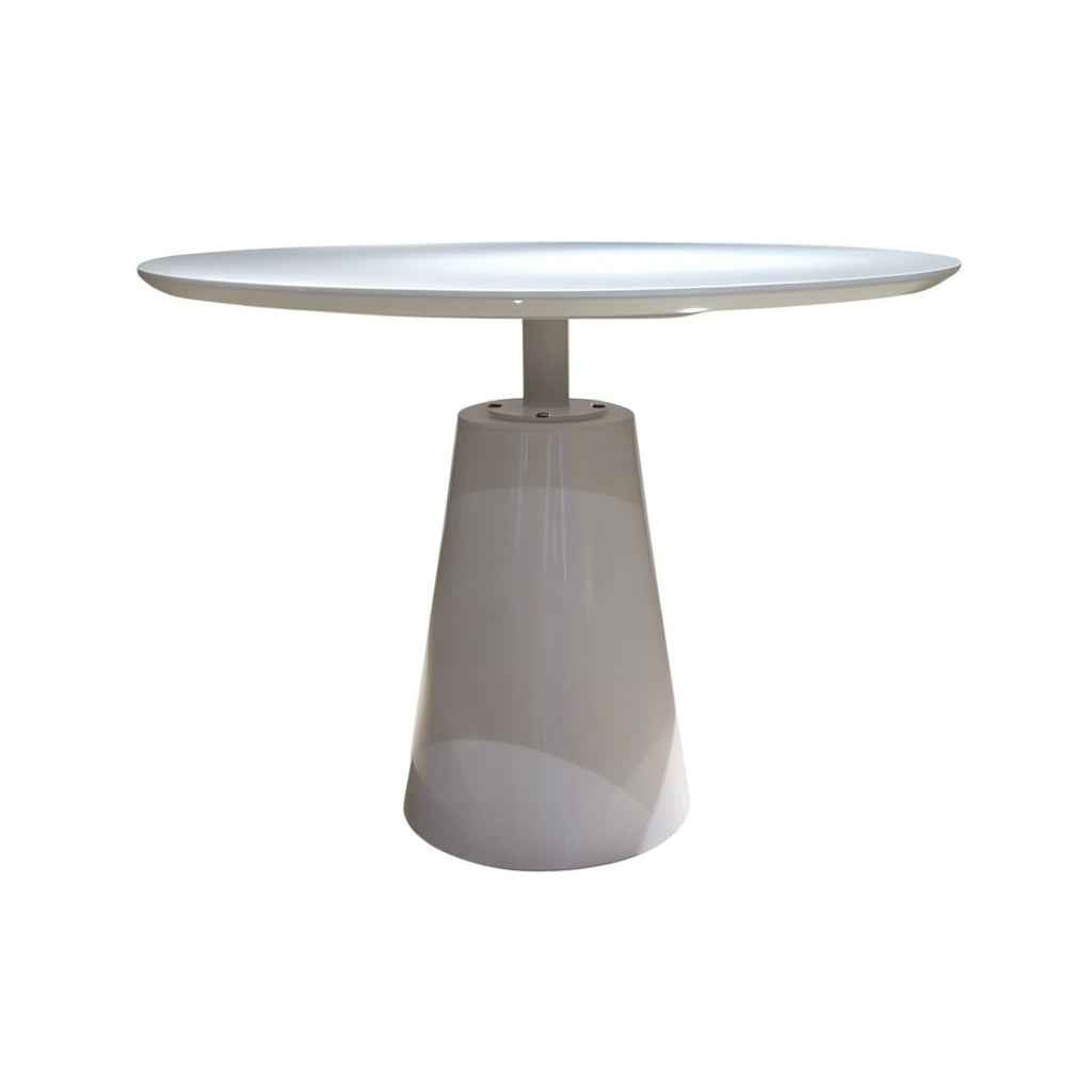 42" White Wood and Metal Pedestal Base Round Top Dining Table