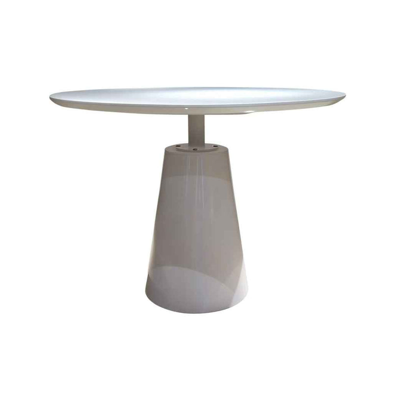 42" White Wood and Metal Pedestal Base Round Top Dining Table