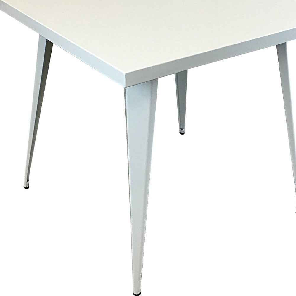 32" White Steel and Metal Square Dining Table