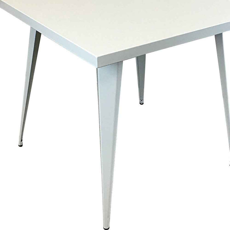 32" White Steel and Metal Square Dining Table