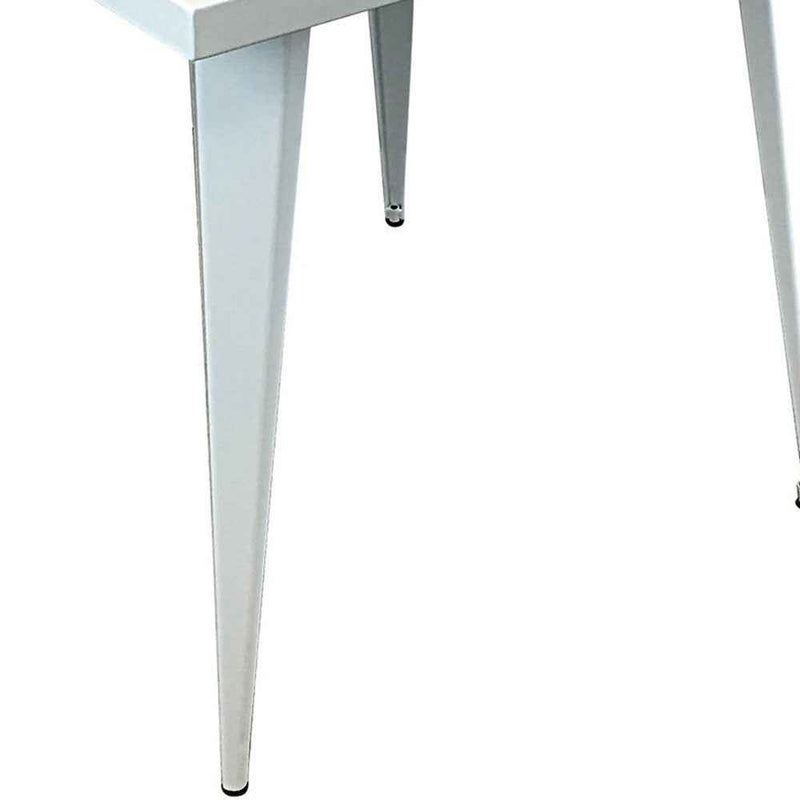 32" White Steel and Metal Square Dining Table