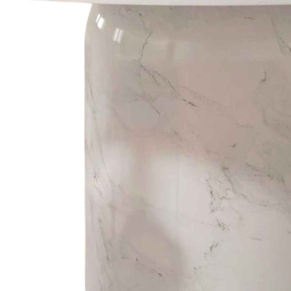 60" Gray and White Marble Pedestal Base Round Top Dining Table