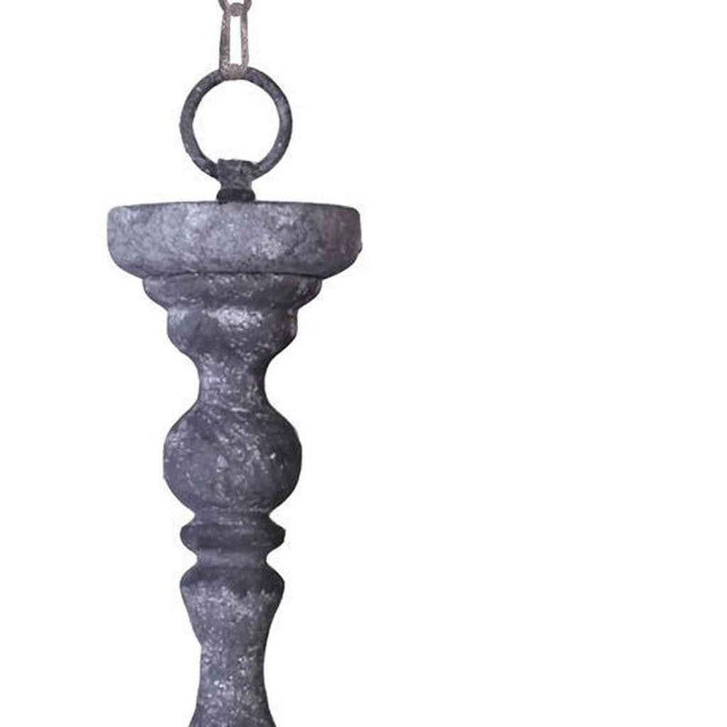 Gray Drum Distressed Galvanized Metal Dimmable Chandelier With Natural Shade