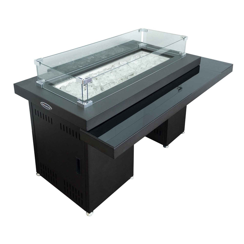 50000 BTU 52" Black And Clear Glass, Steel Propane Rectangular Fire pit table With Cover