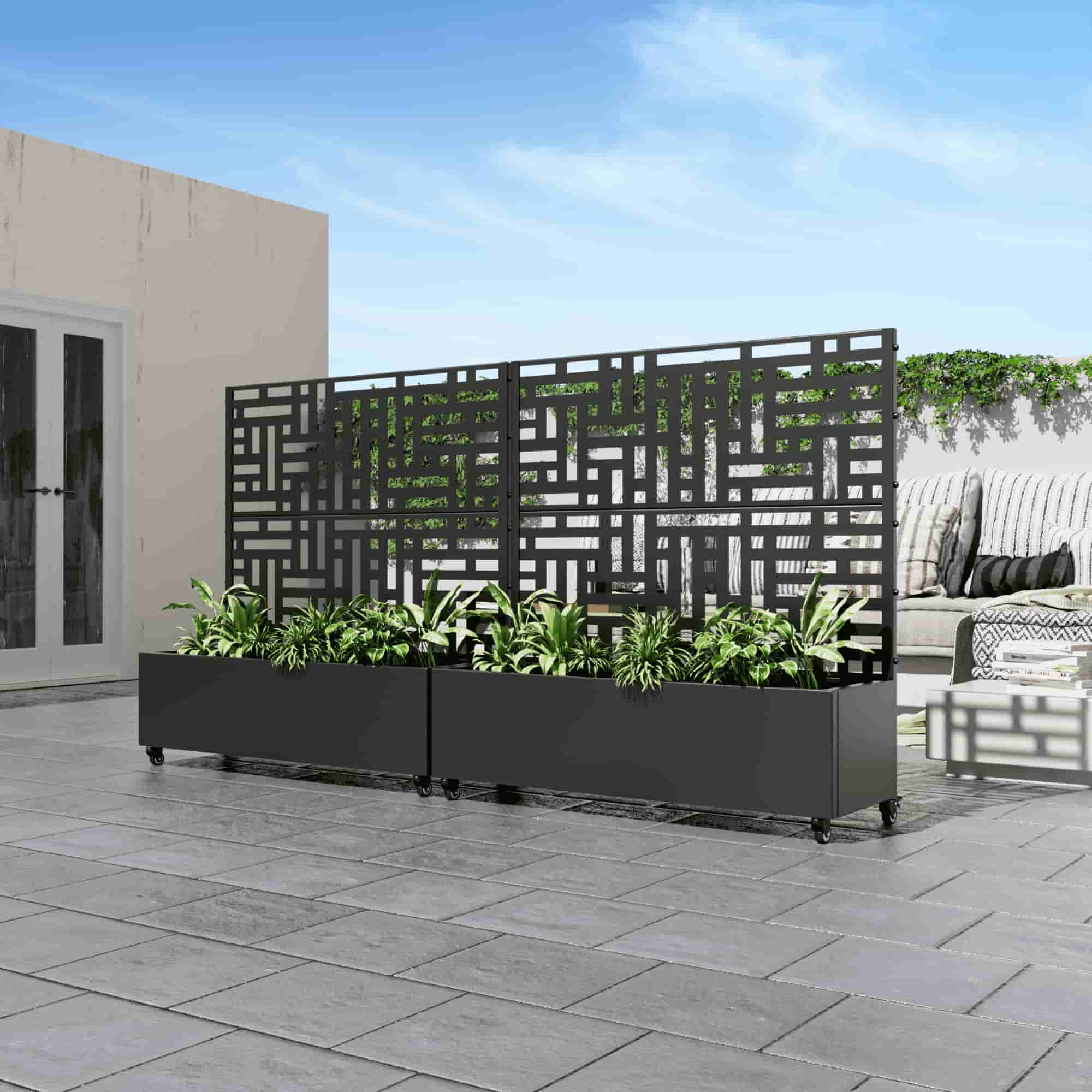 47" X 47" Black Metal Rectangular Planter Box - Sports & Outdoor