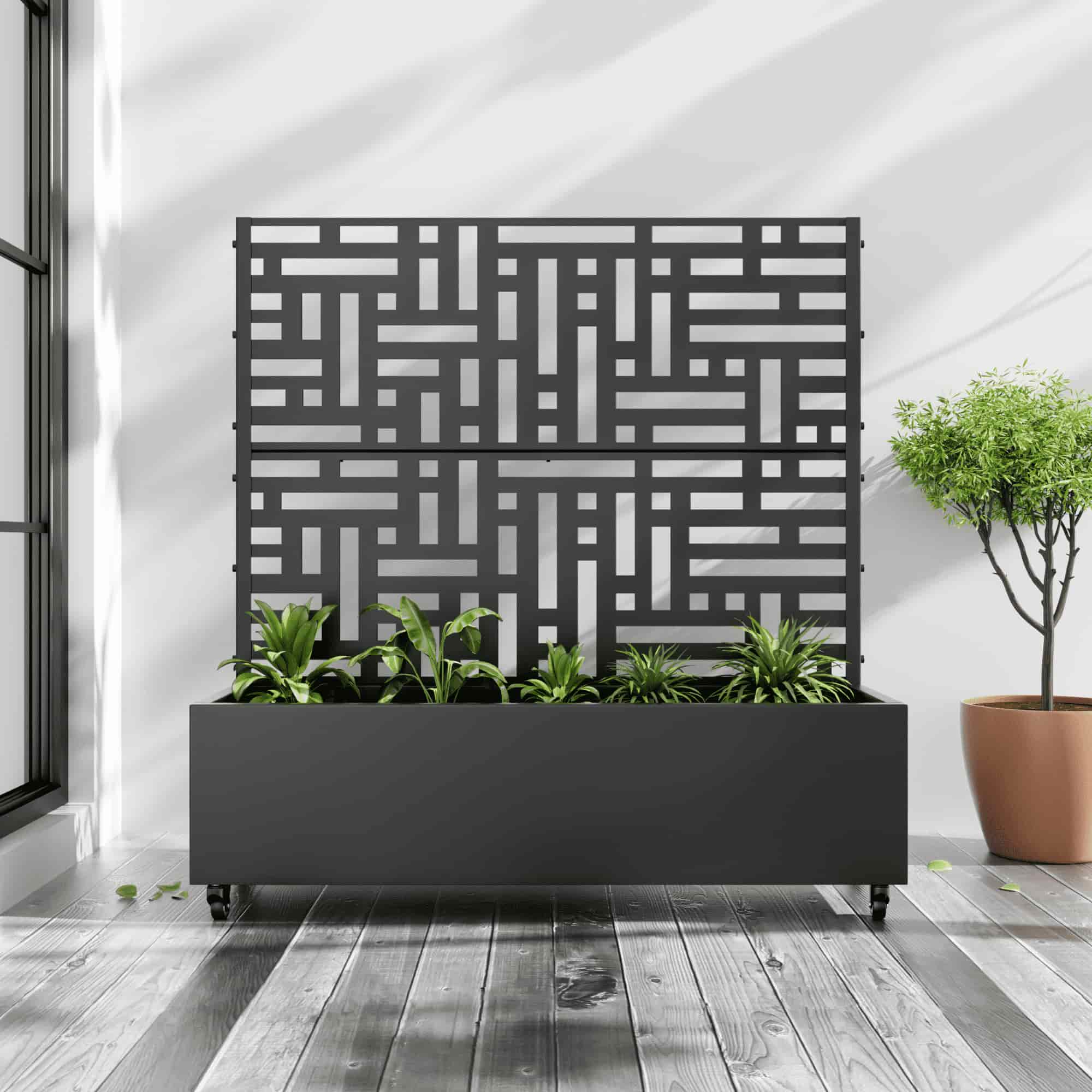 47" X 47" Black Metal Rectangular Planter Box - Sports & Outdoor
