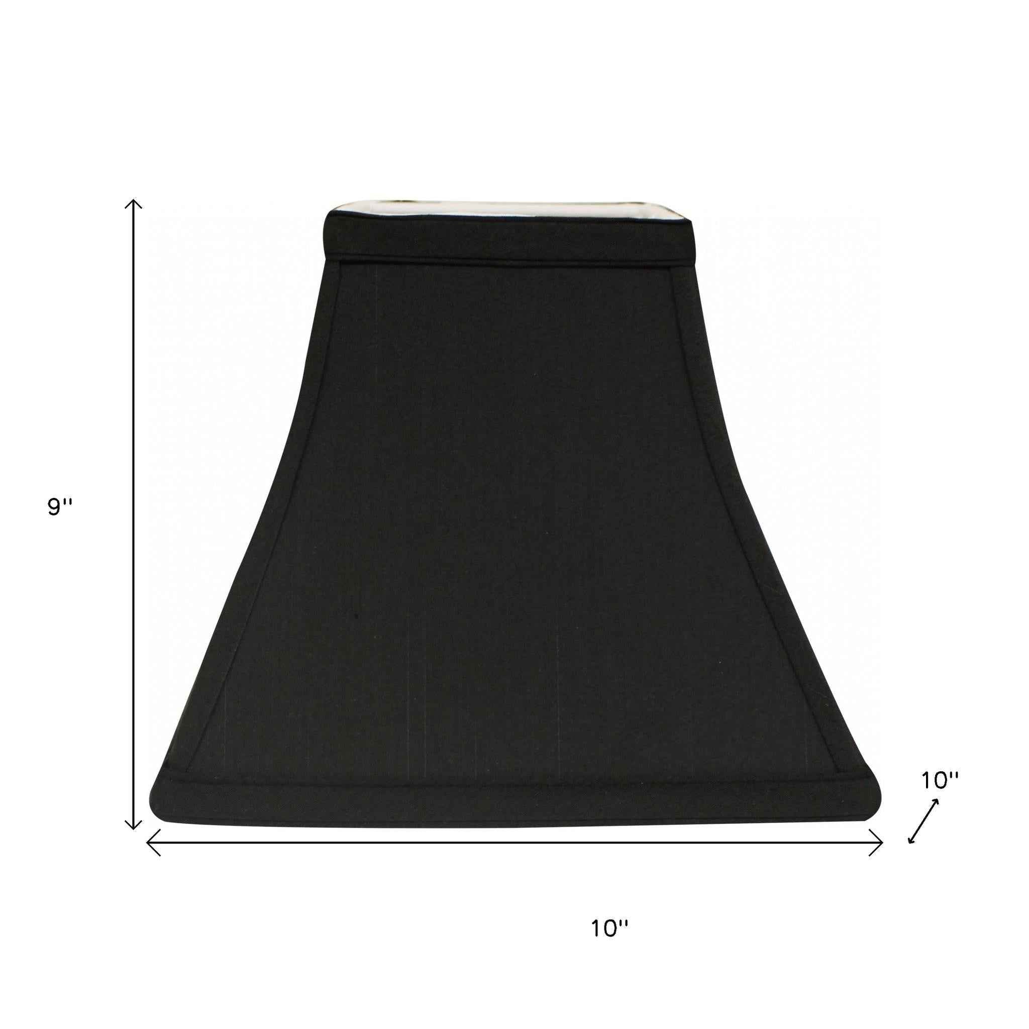 Black Shantung Silk Square Lamp Shade