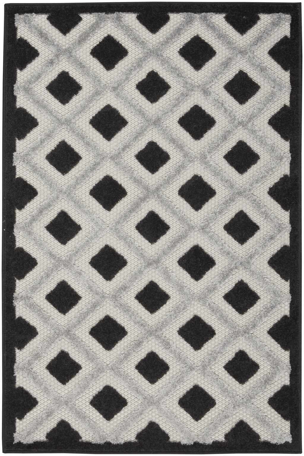 3' X 4' Black And White Indoor Outdoor Area Rug - Outdoor