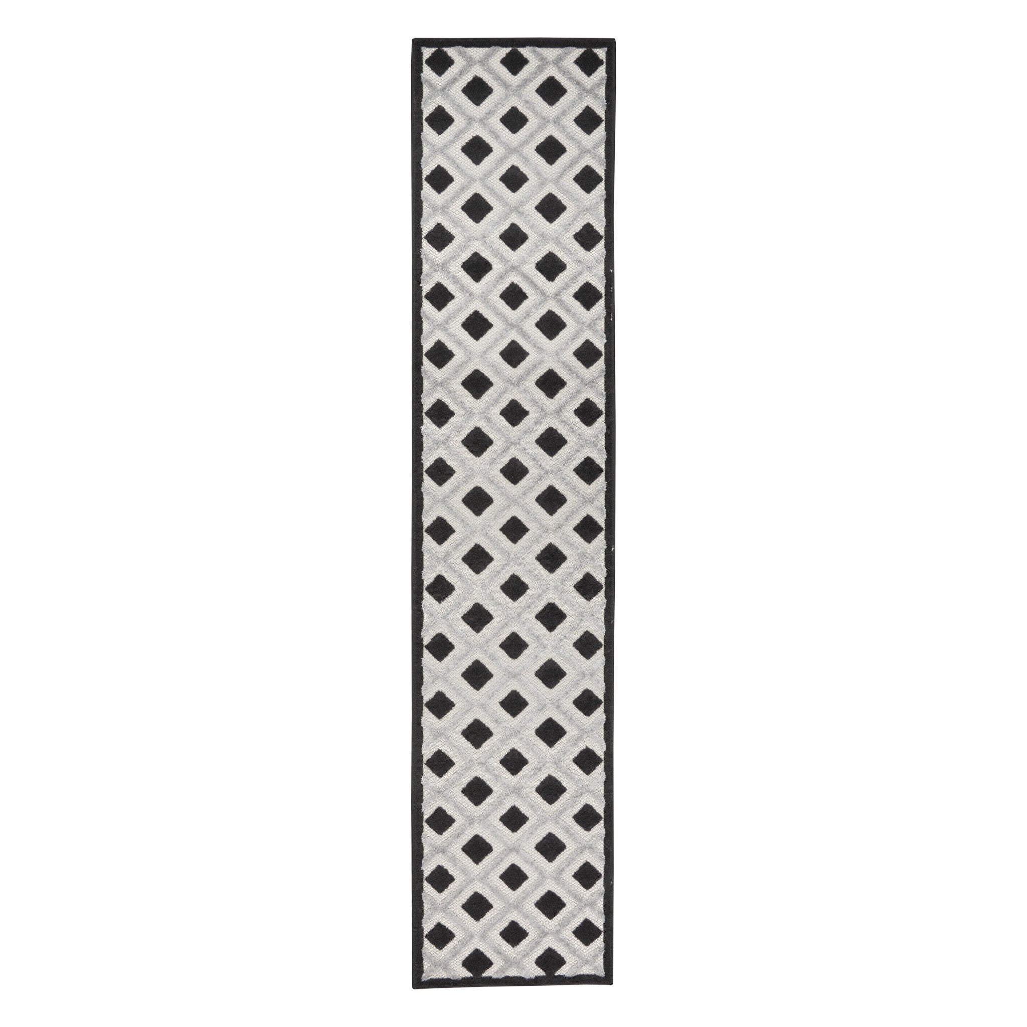 12' Black And White Indoor Outdoor Runner Rug - Outdoor