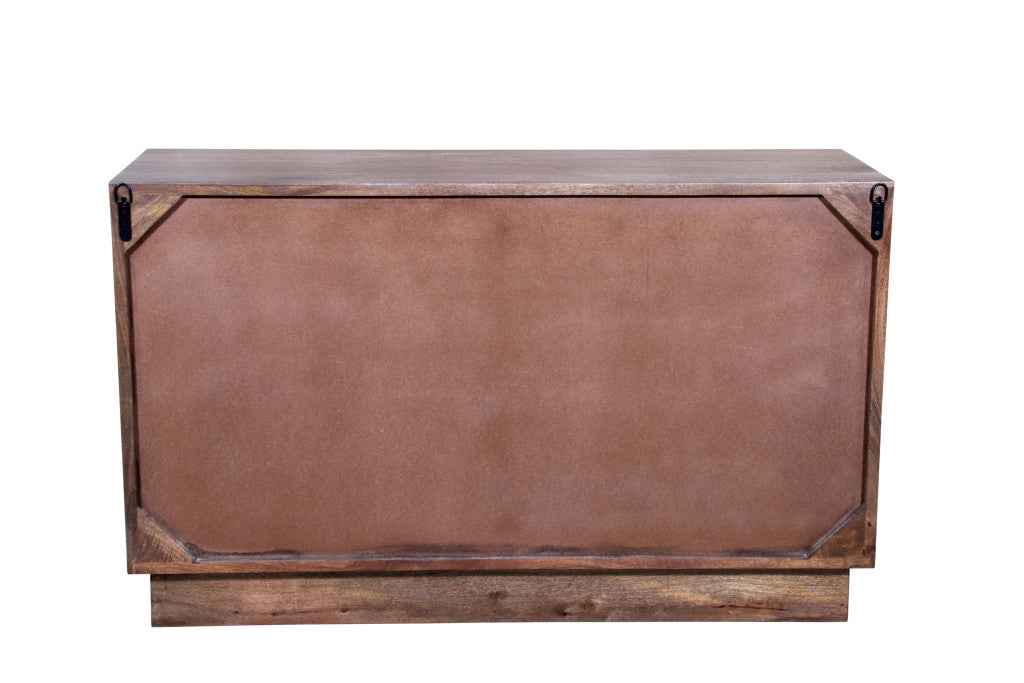 57" Brown Carved Abstract Solid Wood Six Drawer Dresser