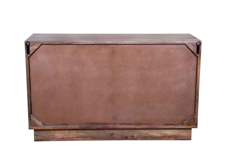 57" Brown Carved Abstract Solid Wood Six Drawer Dresser