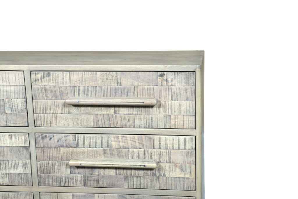 57" Gray Solid Wood Six Drawer Dresser