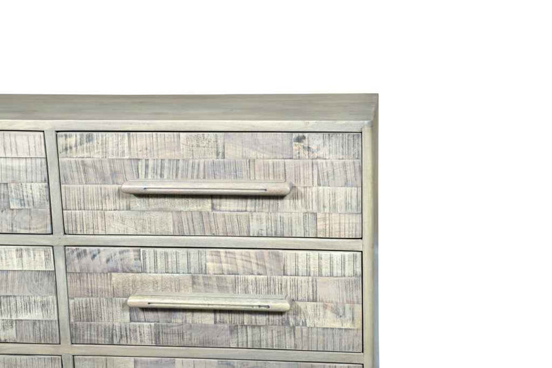 57" Gray Solid Wood Six Drawer Dresser