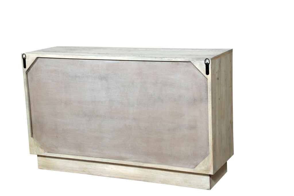 57" Gray Carved Geometric Solid Wood Six Drawer Dresser