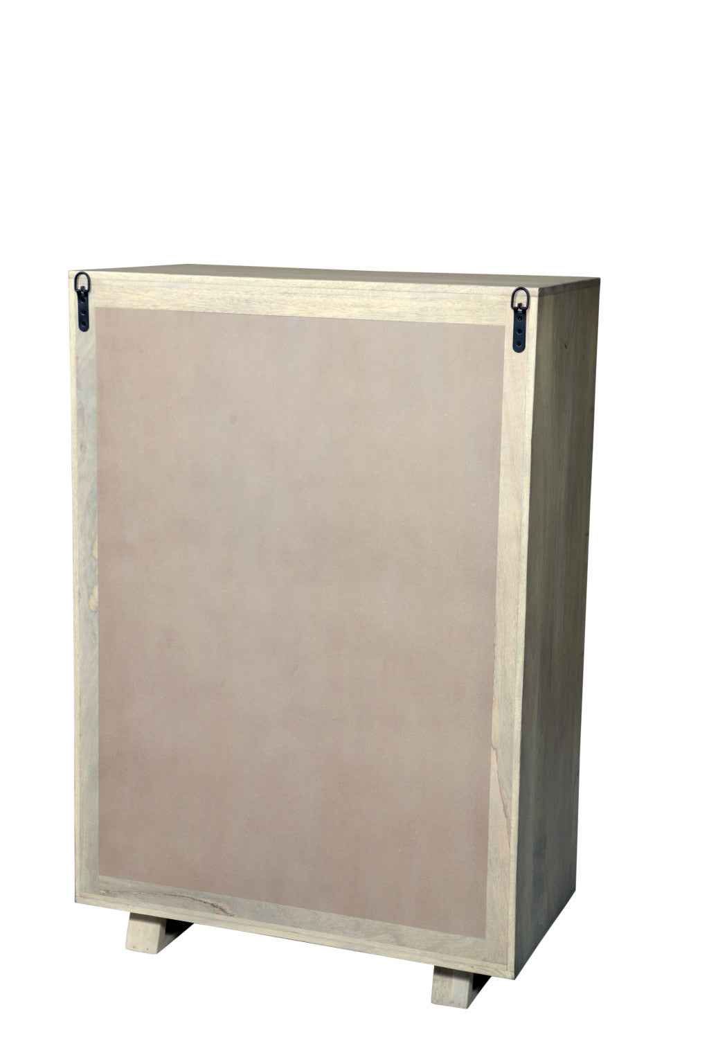 35" Gray Carved Geometric Solid Wood Five Drawer Dresser