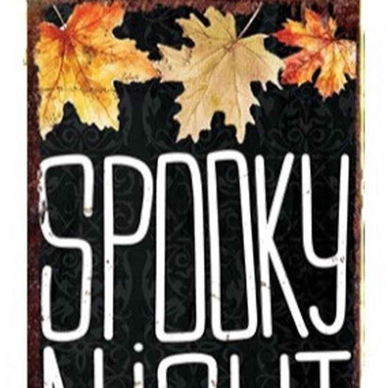 36" Black Orange And White Solid Wood Spooky Halloween Skeleton Porch Sign
