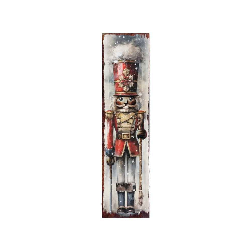 36" Black Red And White Solid Wood Christmas Nutcracker Porch Sign