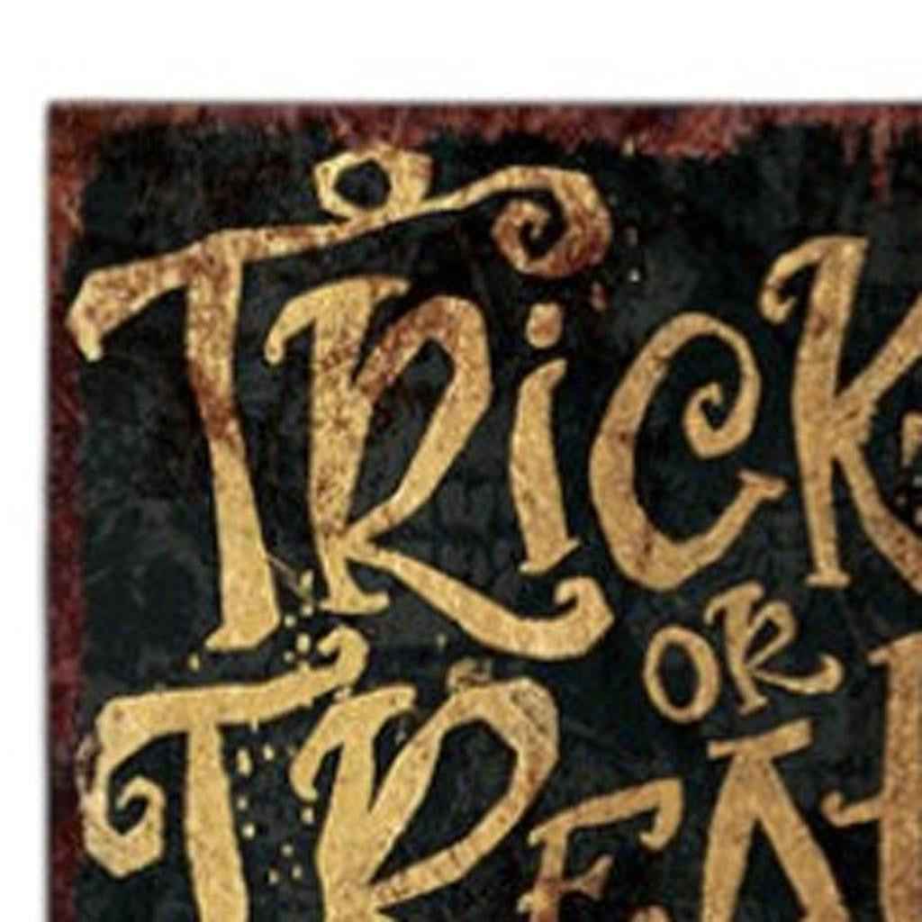 36" Black And Orange Solid Wood Trick or Treat Halloween Pumpkin Porch Sign