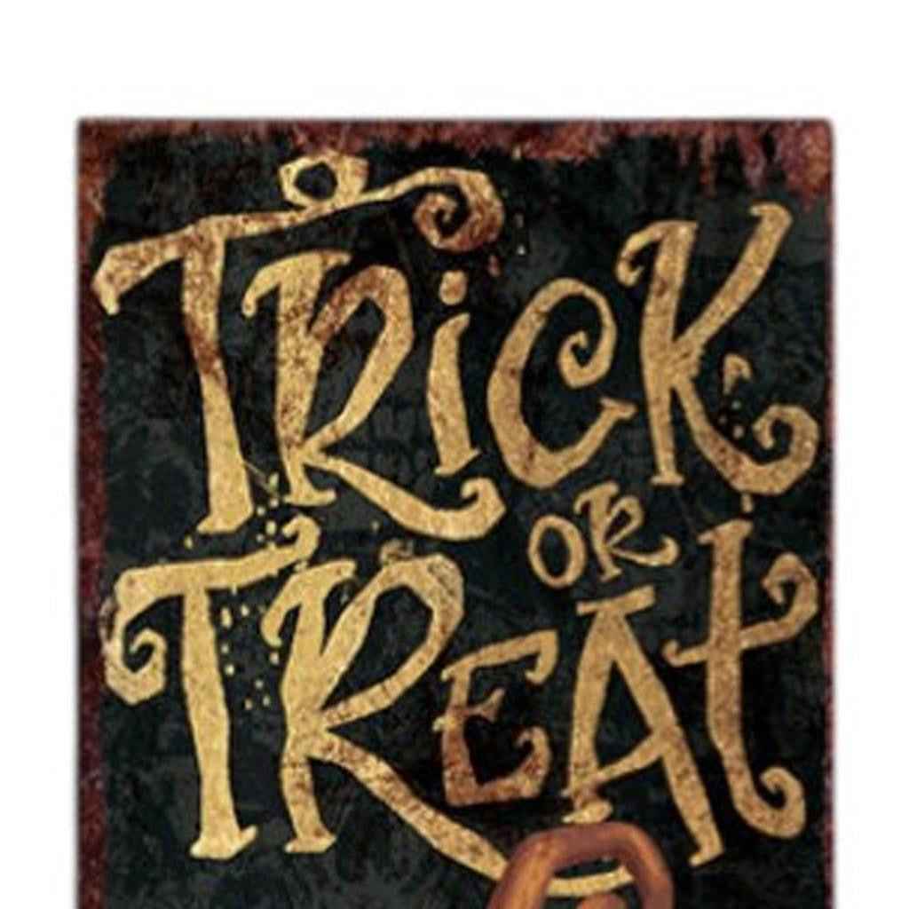 36" Black And Orange Solid Wood Trick or Treat Halloween Pumpkin Porch Sign