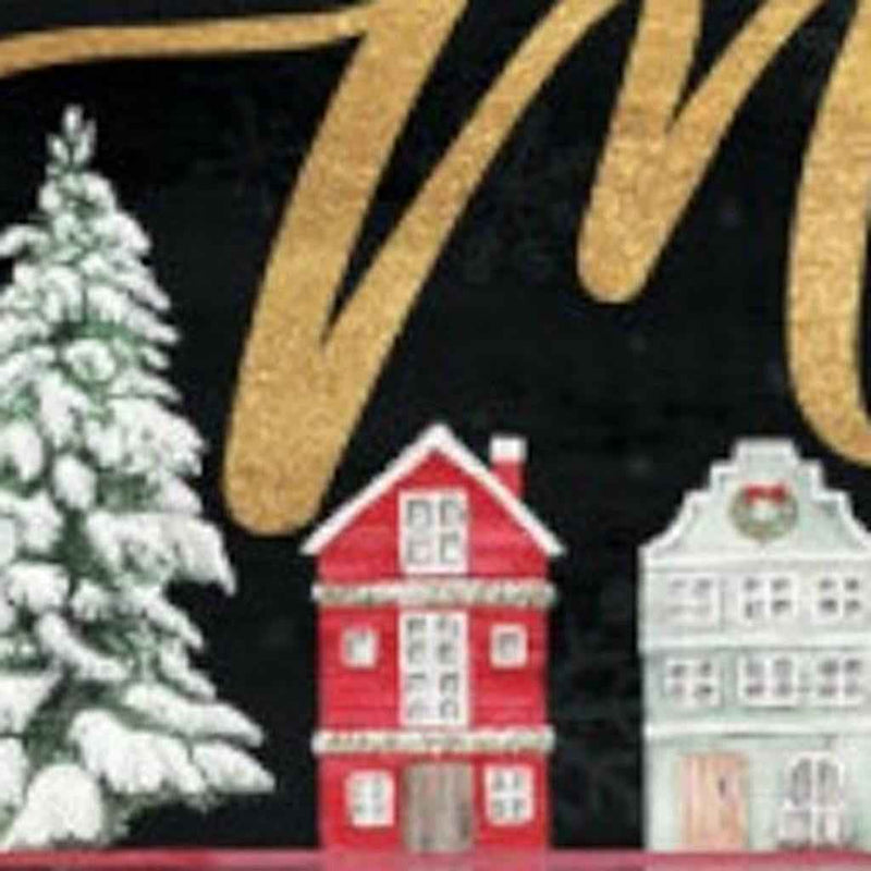 36" Black Gold And Red Solid Wood Merry Christmas Christmas Snow Scene Porch Sign