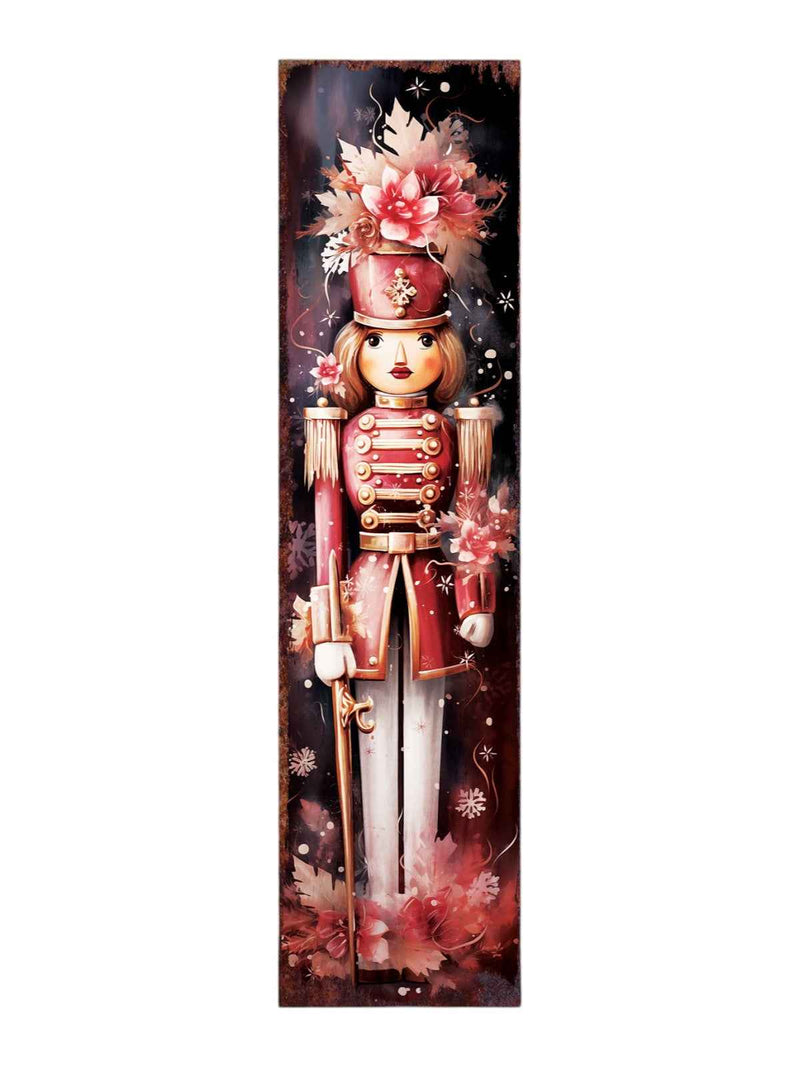 36" Blue White And Red Christmas Nutcracker Solid Wood Porch Sign