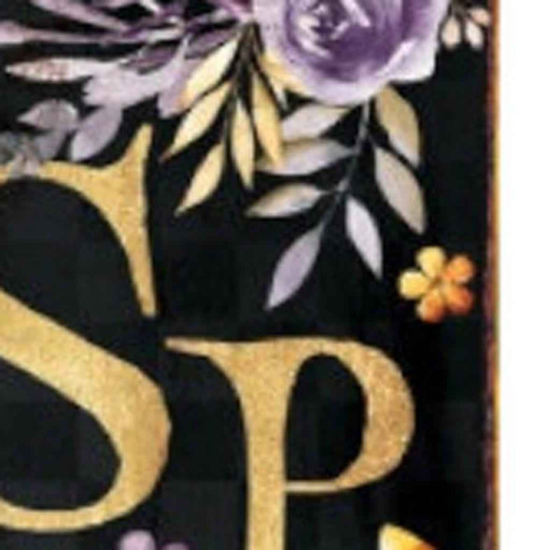 36" Black Gold And Purple Solid Wood Spooky Halloween Skull Porch Sign