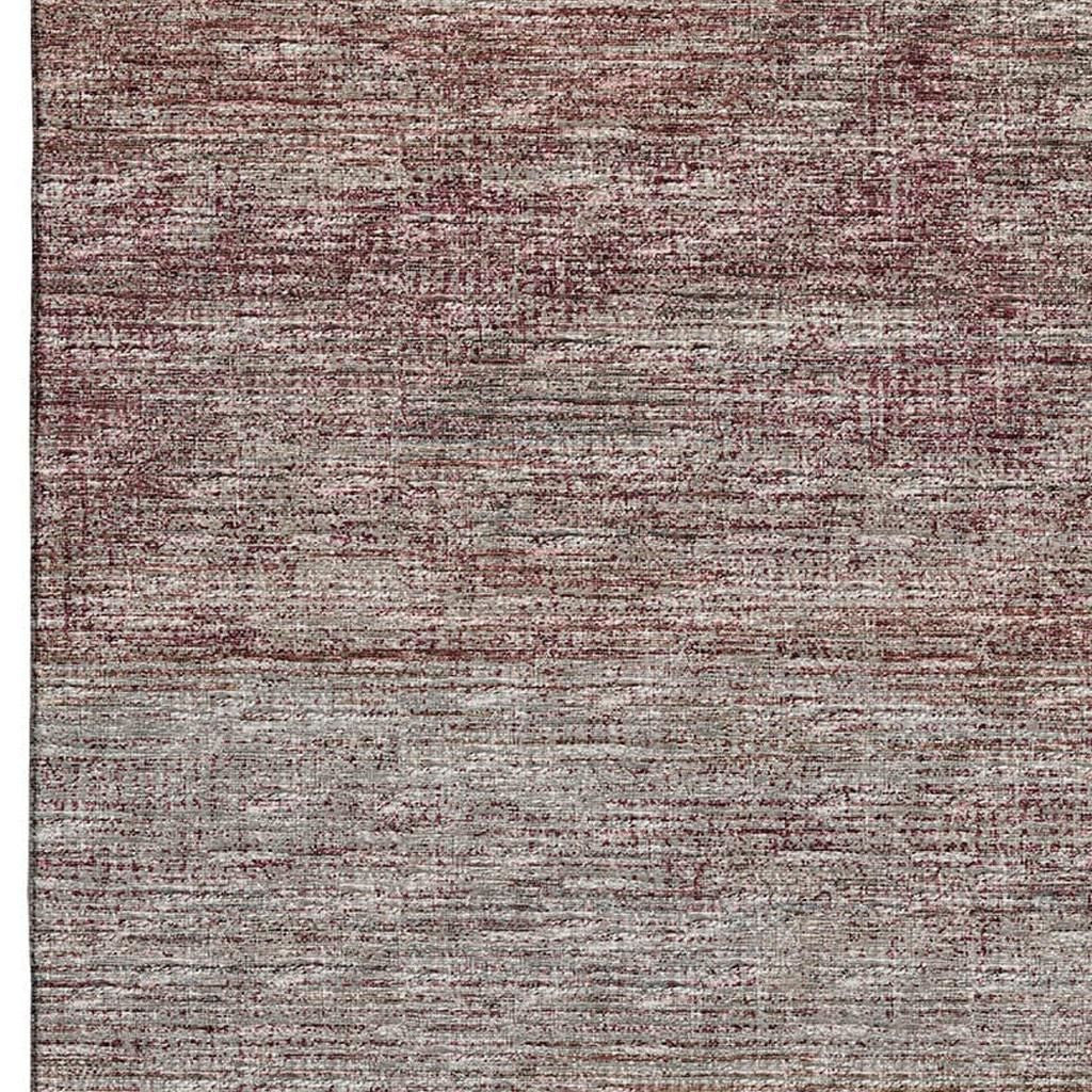 10' X 14' Burgundy And Gray Abstract Washable Indoor Outdoor Area Rug - Sports & Outdoor