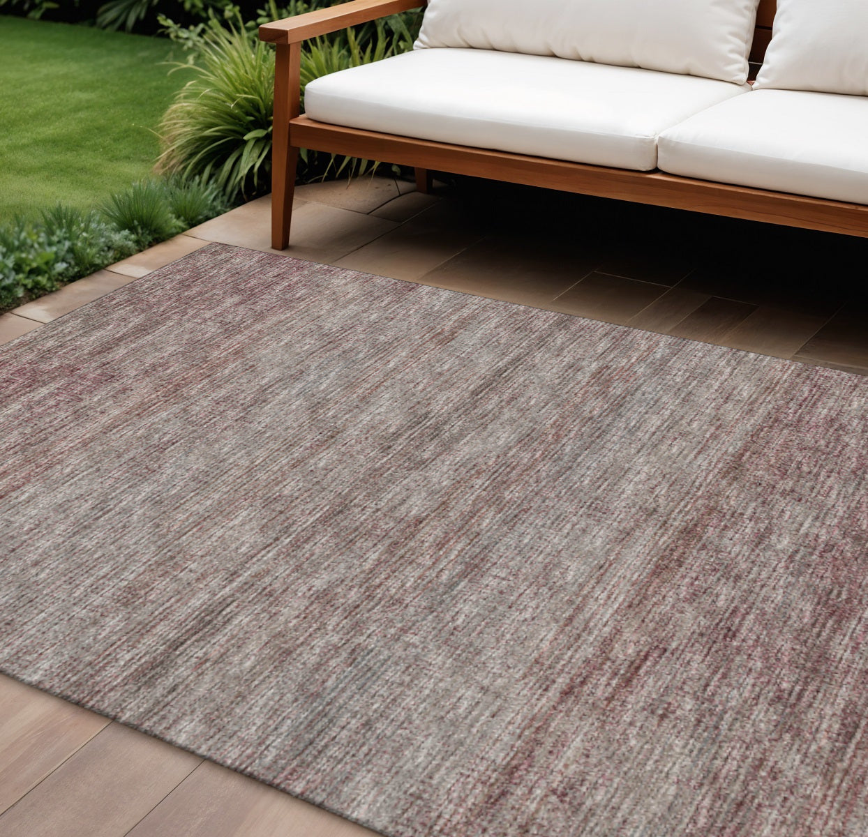 10' X 14' Burgundy And Gray Abstract Washable Indoor Outdoor Area Rug - Sports & Outdoor