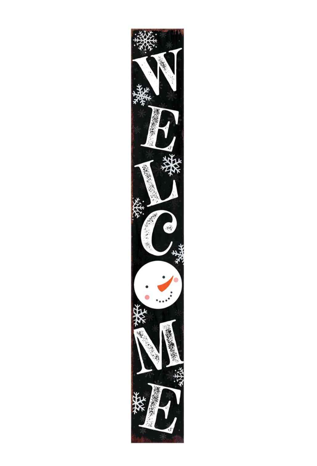72" Black And White Solid Wood Welcome Snowman Porch Sign