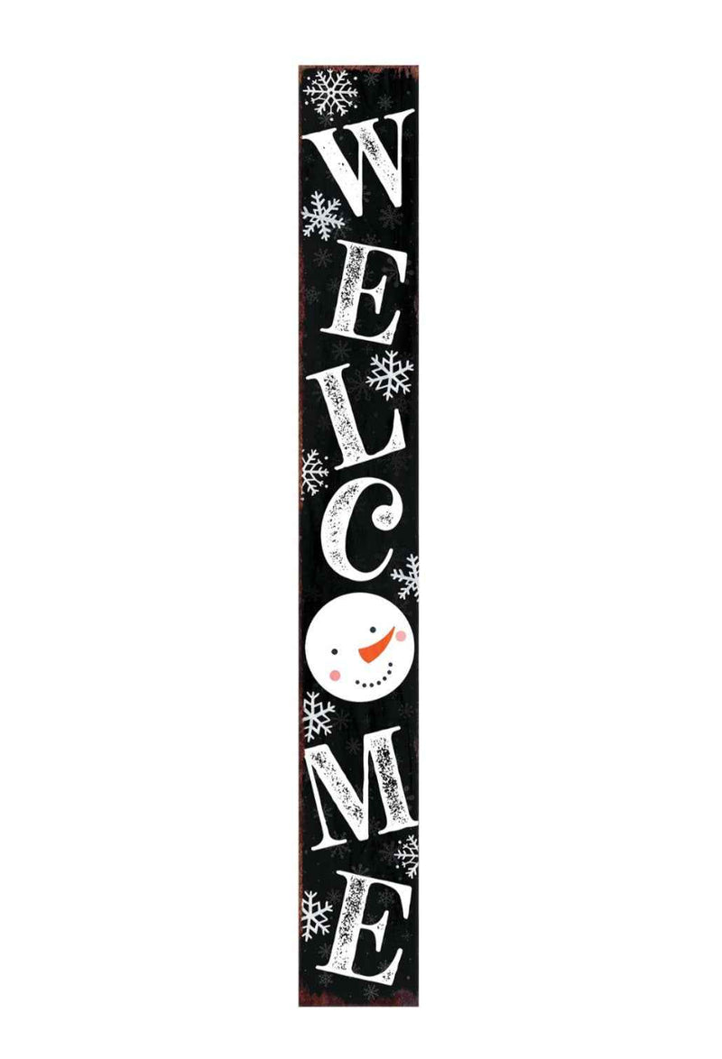 72" Black And White Solid Wood Welcome Snowman Porch Sign