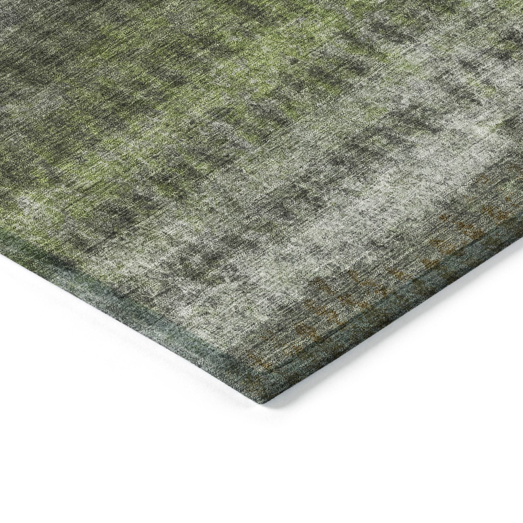 5' X 8' Olive Green And Gray Striped Washable Indoor Outdoor Area Rug - Sports & Outdoor