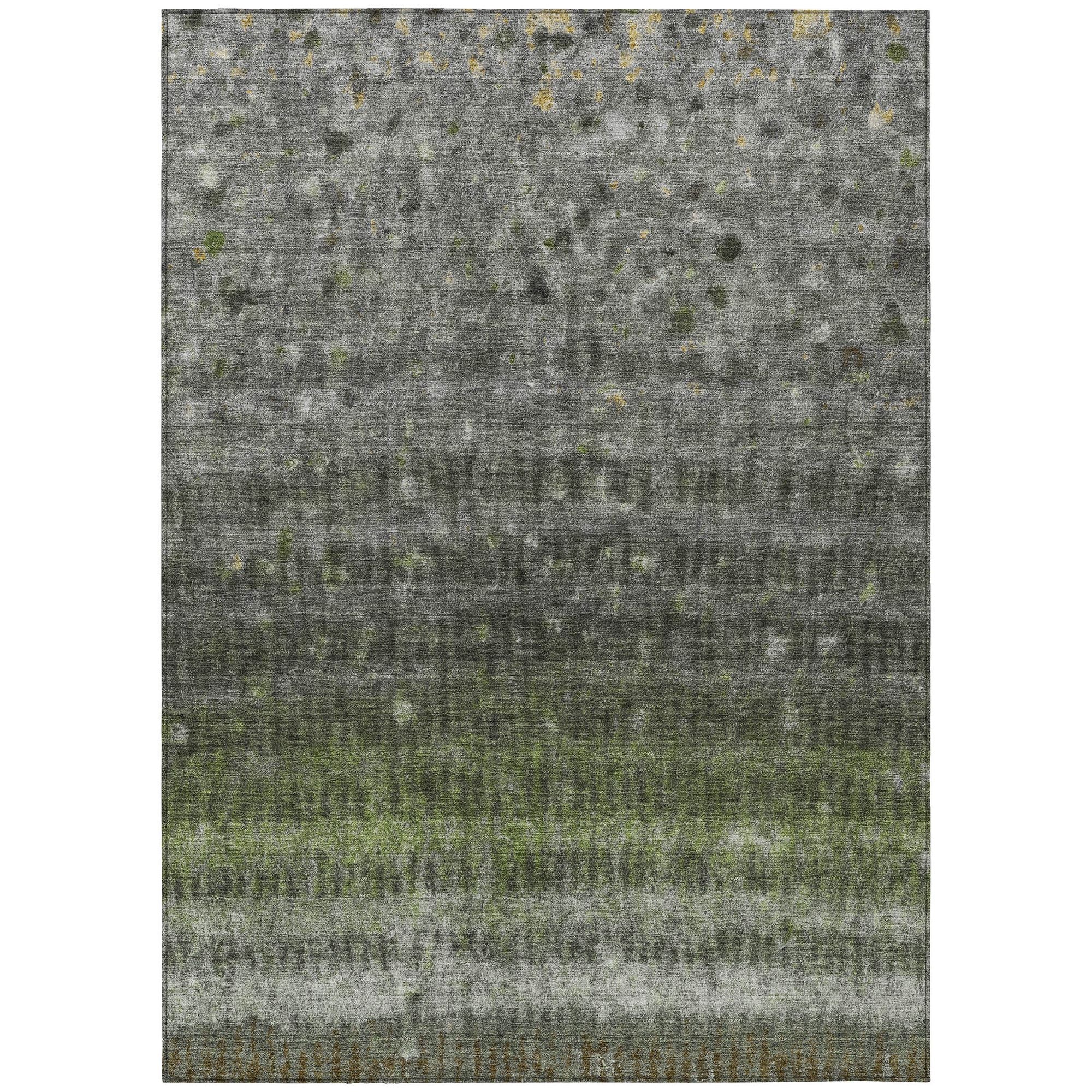 5' X 8' Olive Green And Gray Striped Washable Indoor Outdoor Area Rug - Sports & Outdoor