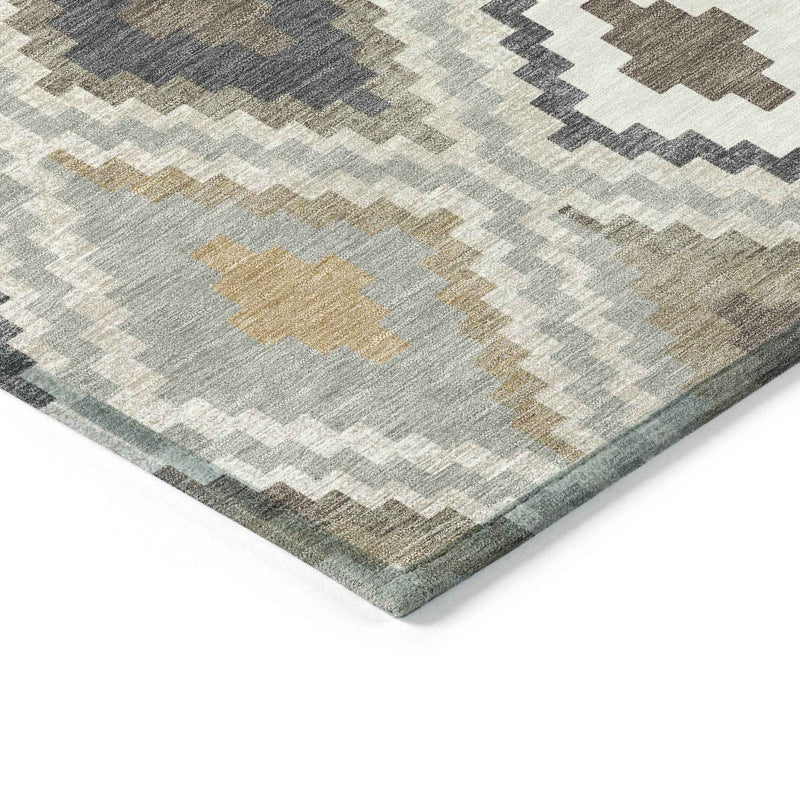 3' X 5' Taupe Gold And Ivory Geometric Washable Indoor Outdoor Area Rug