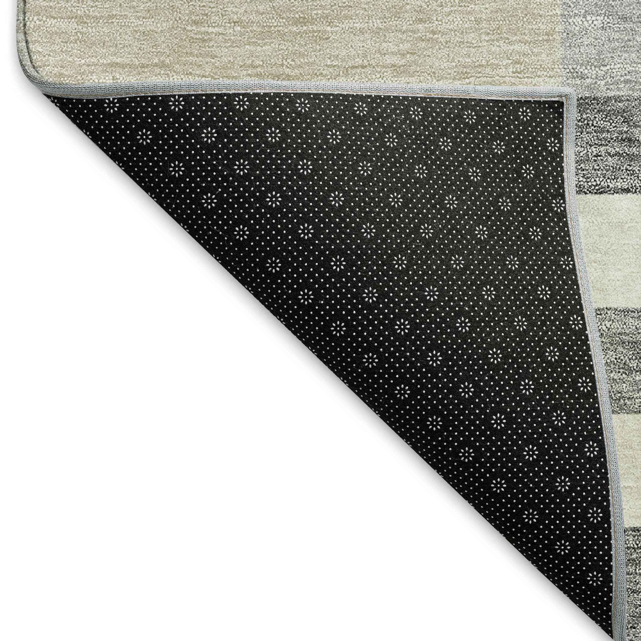 3' X 5' Black Beige And Ivory Geometric Washable Indoor Outdoor Area Rug