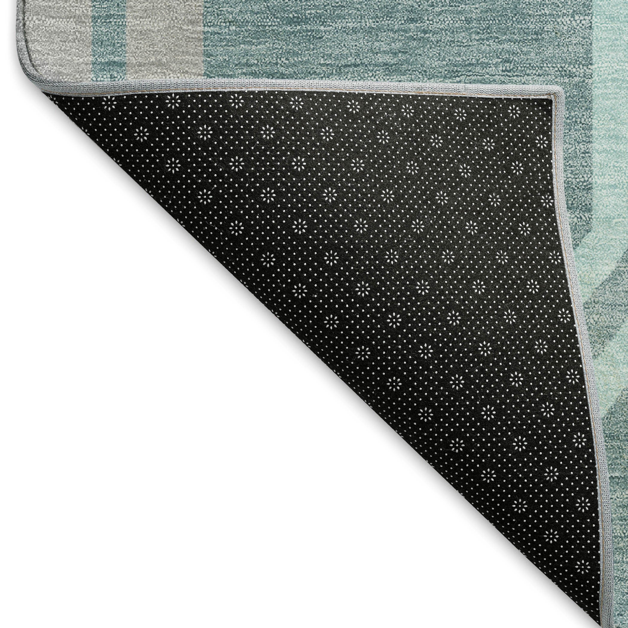 3' X 5' Teal Blue Gray And Ivory Geometric Washable Indoor Outdoor Area Rug - Sports & Outdoor