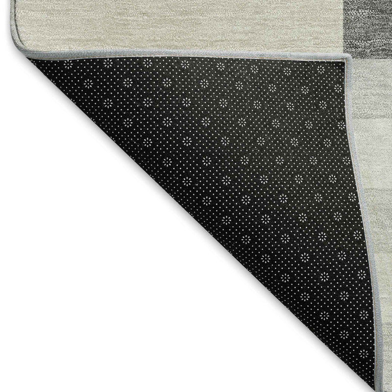 8' X 10' Gray And Ivory Geometric Washable Indoor Outdoor Area Rug