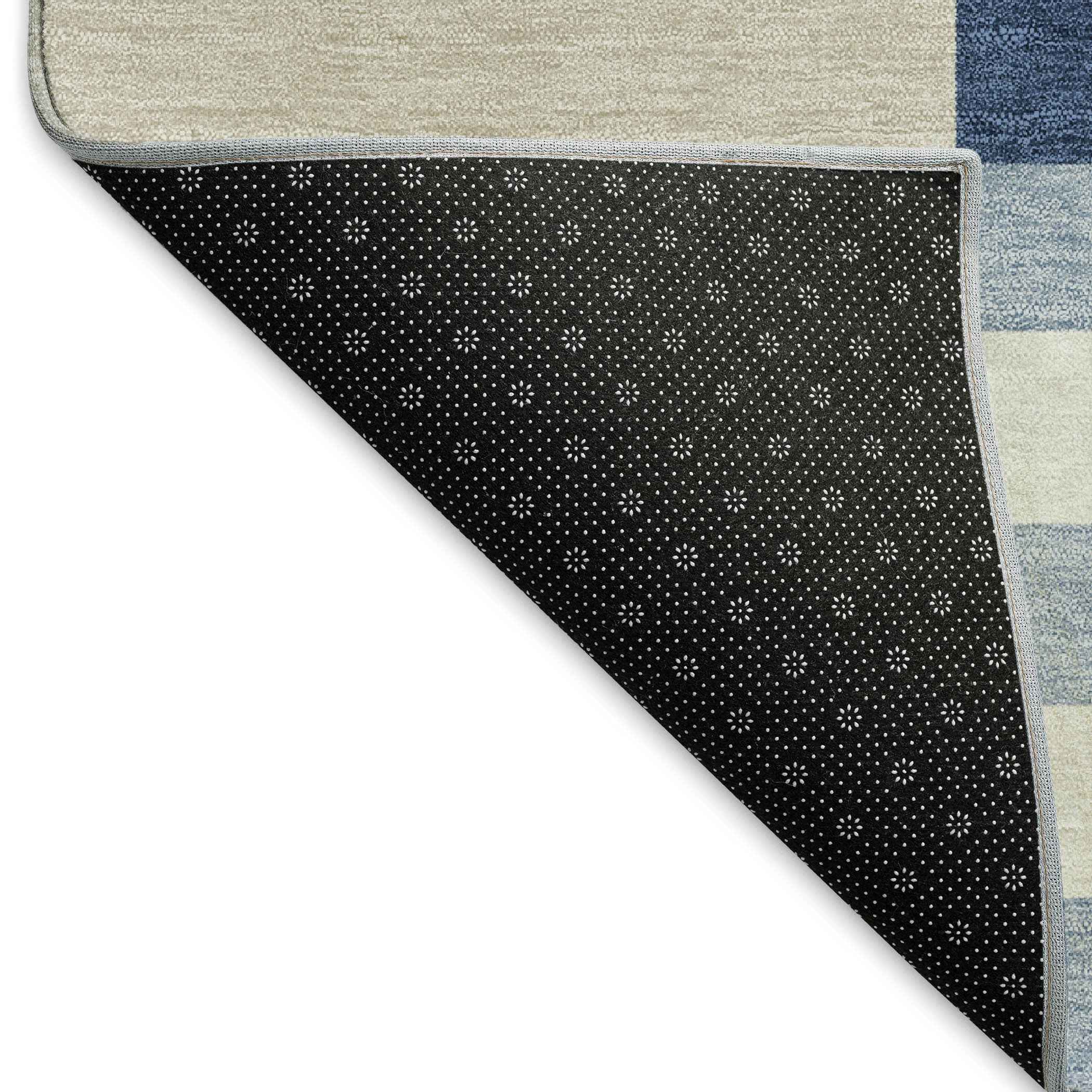 8' X 10' Navy Blue Ivory And Khaki Geometric Washable Indoor Outdoor Area Rug