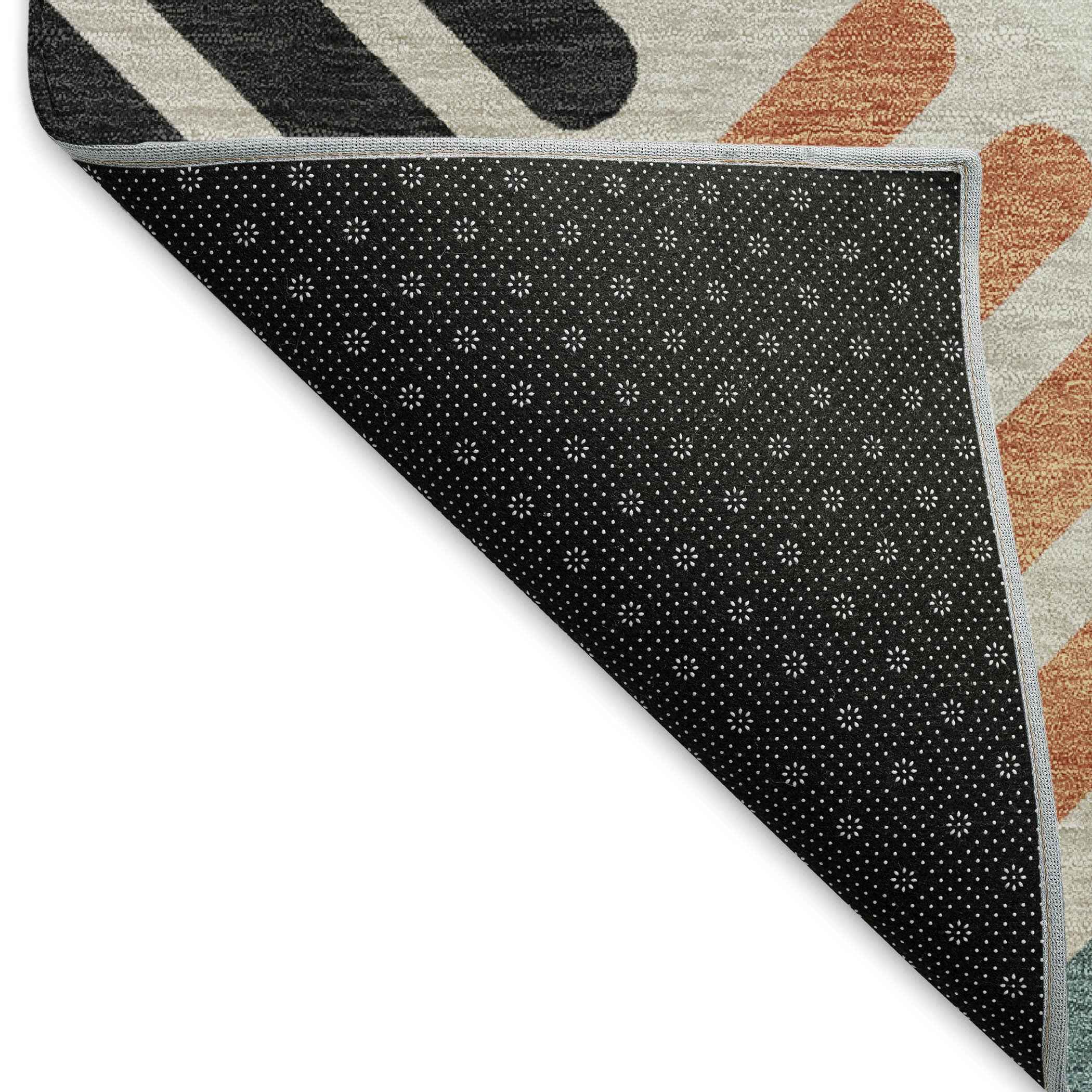 10' X 14' Sand Ivory And Black Geometric Washable Indoor Outdoor Area Rug