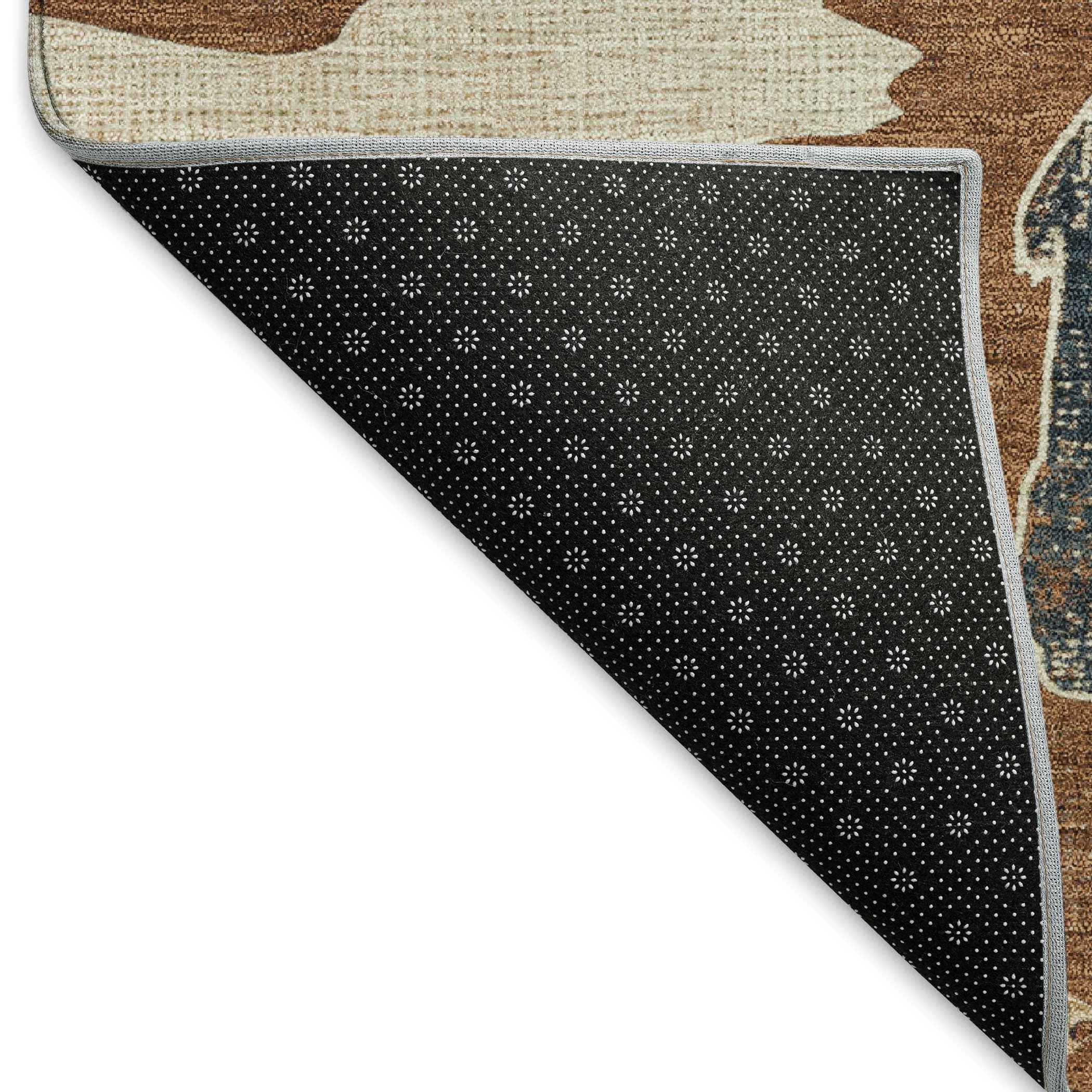 8' Chili Red Ivory And Beige Round Animal Print Washable Indoor Outdoor Area Rug