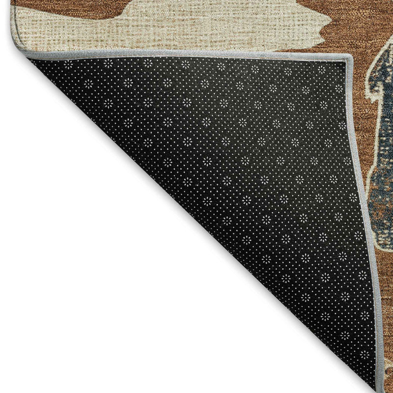 8' Chili Red Ivory And Beige Round Animal Print Washable Indoor Outdoor Area Rug