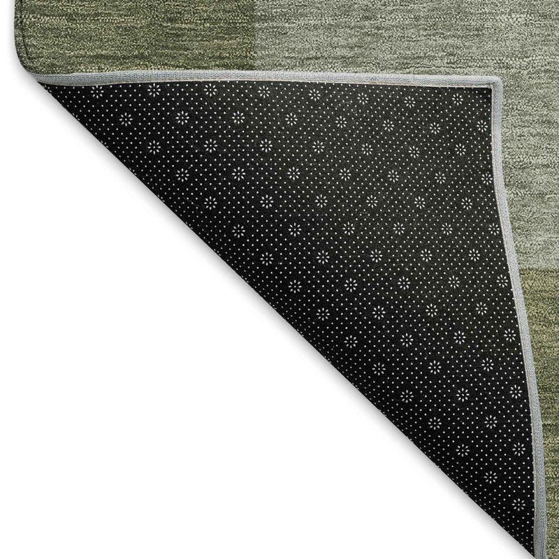 3' X 5' Olive Green And Gray Geometric Washable Indoor Outdoor Area Rug